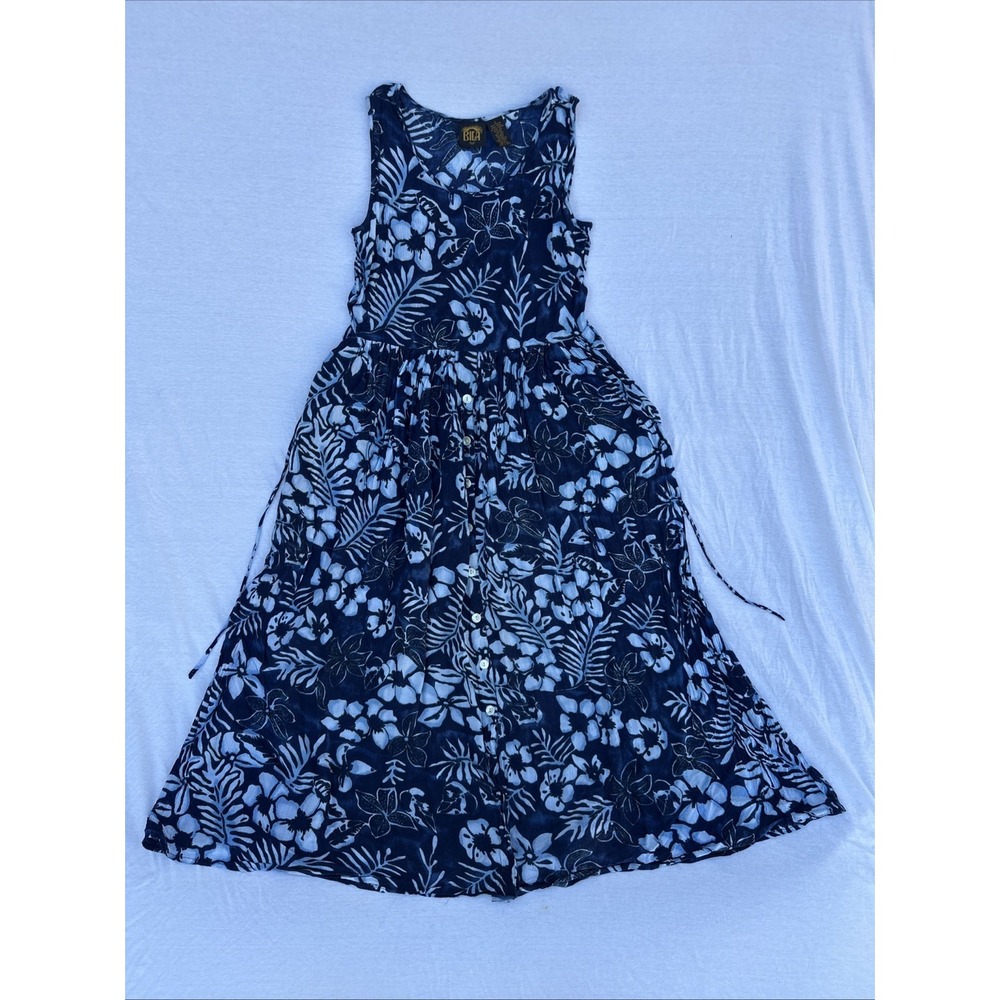 Bila Floral Blue Floral Maxi Dress Size Small Smock Waist Boho Gypsy Hippie